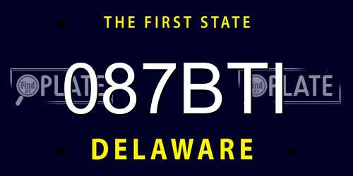 087BTI Delaware License Plate