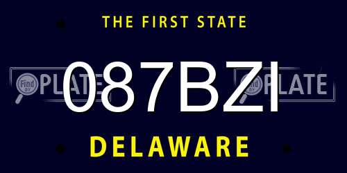 087BZI Delaware License Plate