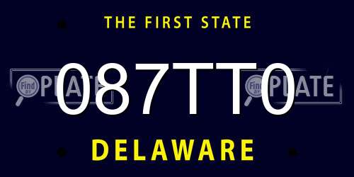 087TT0 Delaware License Plate
