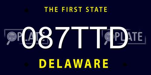 087TTD Delaware License Plate