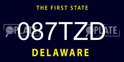 087TZD Delaware License Plate