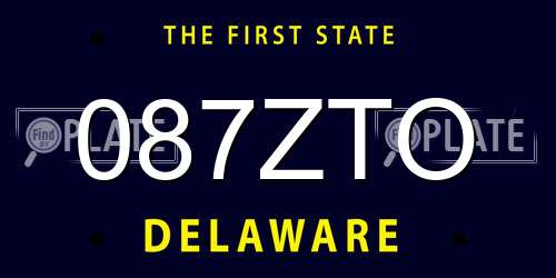 087ZTO Delaware License Plate