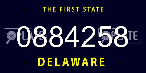 0884258 Delaware License Plate