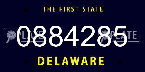 0884285 Delaware License Plate