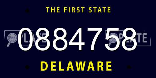 0884758 Delaware License Plate