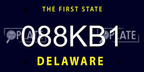 088KB1 Delaware License Plate