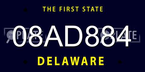 08AD884 Delaware License Plate