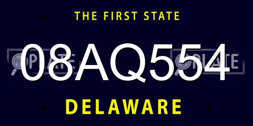 08AQ554 Delaware License Plate