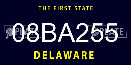 08BA255 Delaware License Plate