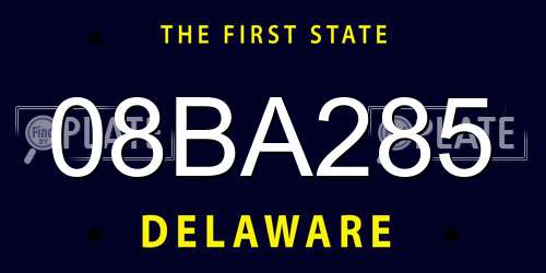 08BA285 Delaware License Plate
