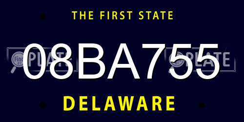08BA755 Delaware License Plate