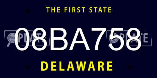 08BA758 Delaware License Plate