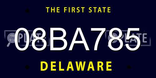 08BA785 Delaware License Plate