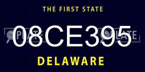 08CE395 Delaware License Plate