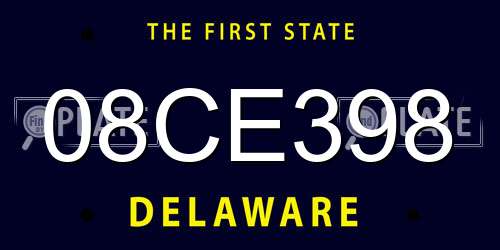 08CE398 Delaware License Plate