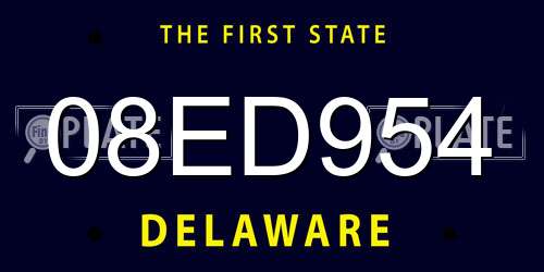 08ED954 Delaware License Plate