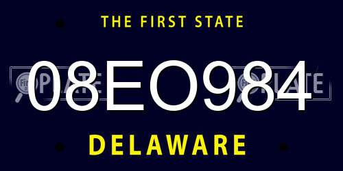 08EO984 Delaware License Plate