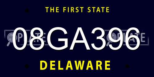 08GA396 Delaware License Plate
