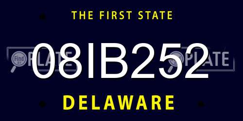 08IB252 Delaware License Plate