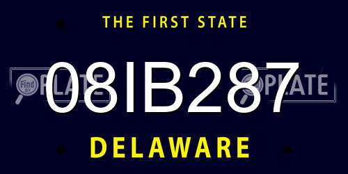 08IB287 Delaware License Plate