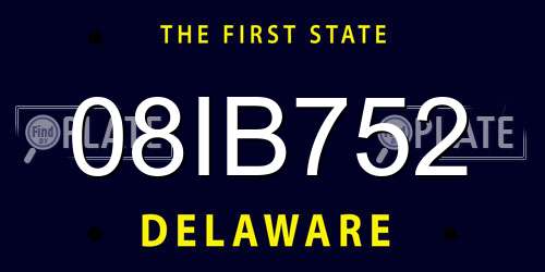 08IB752 Delaware License Plate