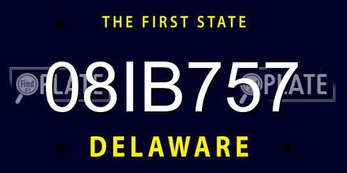 08IB757 Delaware License Plate
