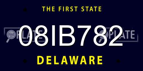 08IB782 Delaware License Plate