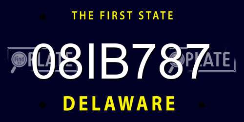 08IB787 Delaware License Plate