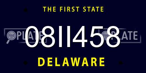 08II458 Delaware License Plate