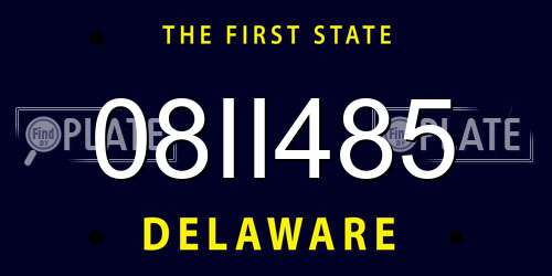 08II485 Delaware License Plate
