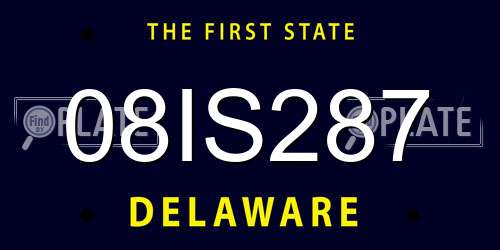 08IS287 Delaware License Plate
