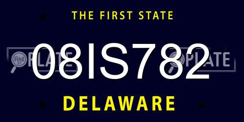 08IS782 Delaware License Plate