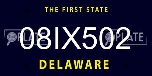 08IX502 Delaware License Plate