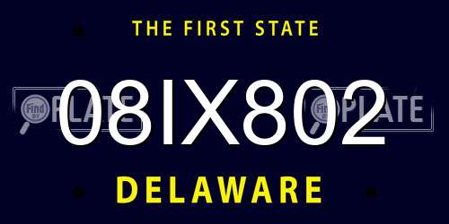 08IX802 Delaware License Plate