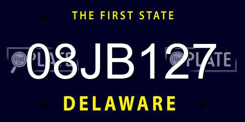 08JB127 Delaware License Plate