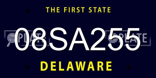 08SA255 Delaware License Plate