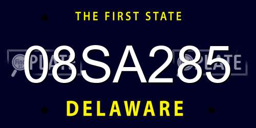 08SA285 Delaware License Plate