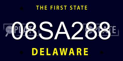 08SA288 Delaware License Plate