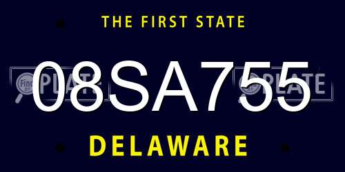 08SA755 Delaware License Plate