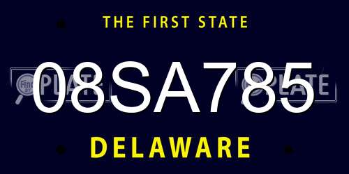 08SA785 Delaware License Plate