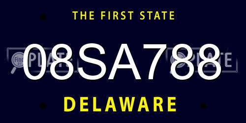08SA788 Delaware License Plate