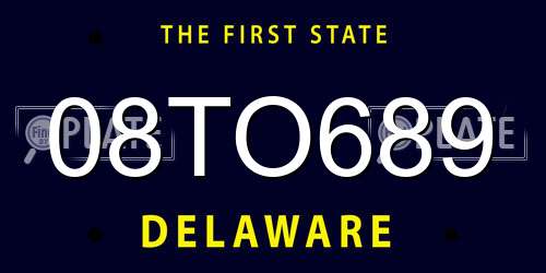 08TO689 Delaware License Plate