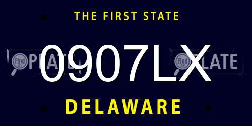 0907LX Delaware License Plate