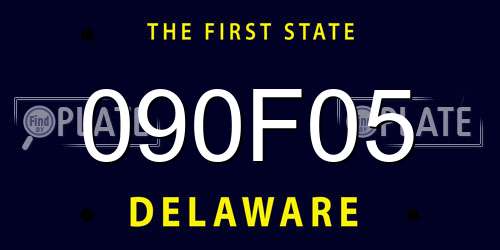 090F05 Delaware License Plate