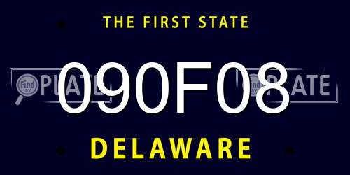 090F08 Delaware License Plate
