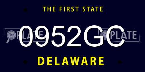 0952GC Delaware License Plate