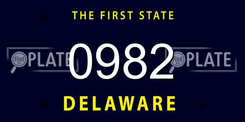 0982 Delaware License Plate