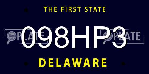 098HP3 Delaware License Plate