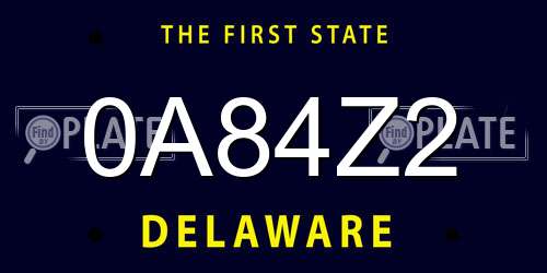 0A84Z2 Delaware License Plate
