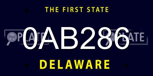 0AB286 Delaware License Plate